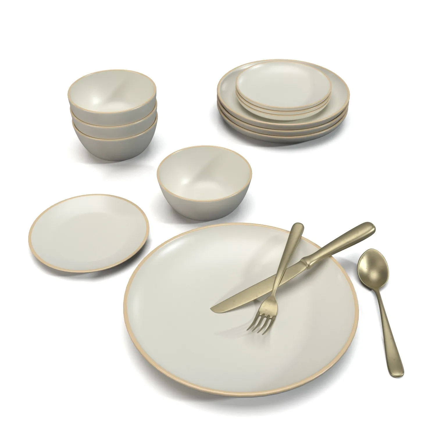Gibson Home Rockaway Round Stoneware Dinnerware Set PBR 3D Model_01